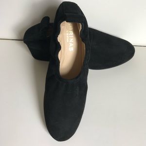 Black suede slip on shoe. Made in Spain by Sabrina